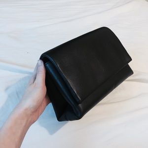 3.1 Phillip Lim Black Leather Soft Flap Clutch